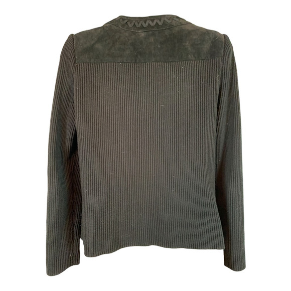 Peter Nygard Womens Jacket Black Floral Zipper Embroidered Knitted Leather M - Picture 5 of 9